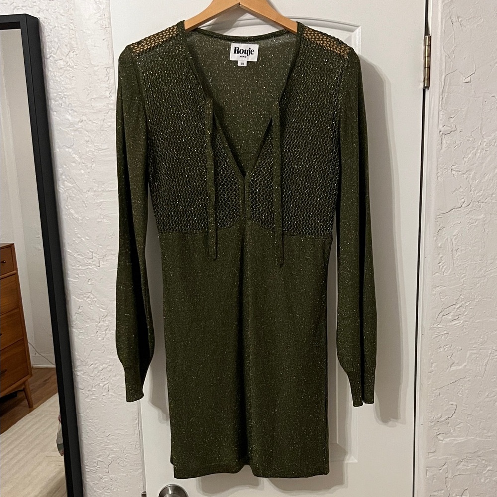 Rouje Forest Green Sparkle Long Sleeve Dress size 36
